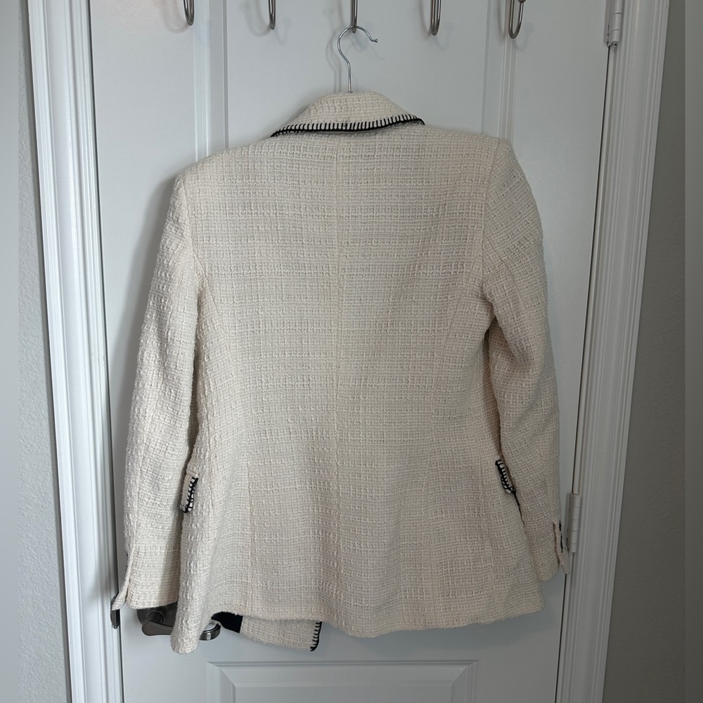 Zara white cream black tweed blazer size Small - Picture 6 of 11